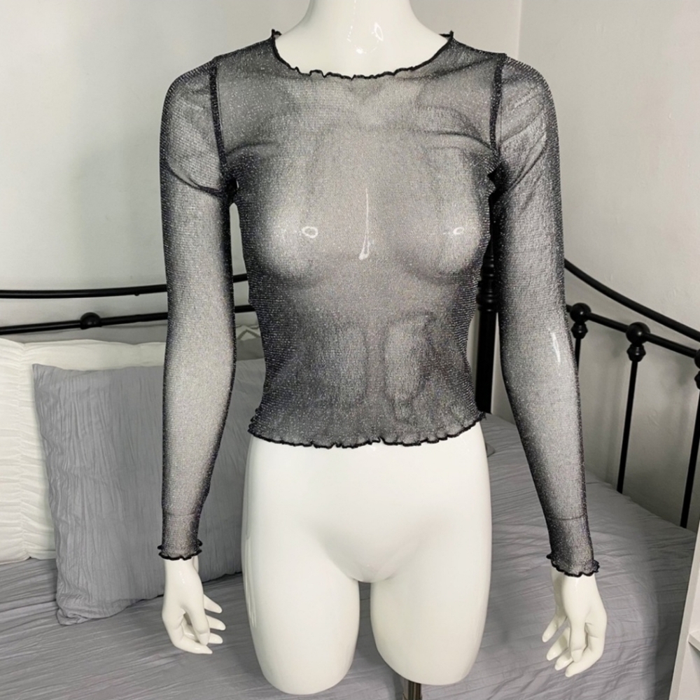 Black Shimmer Mesh Top [BUNDLE  FOR DISCOUNTS] 🤑